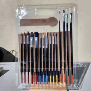 NEW Art Paint Brushes Painting Set 15 Piece Set for Acrylic Oil Watercolor Gouac